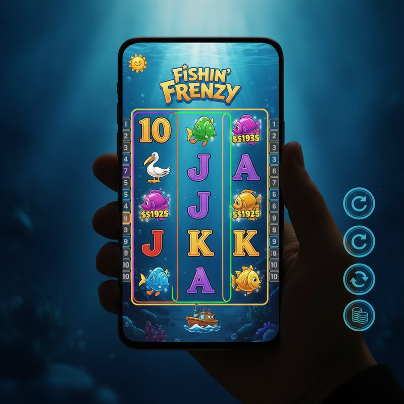 Fishin Frenzy slot by Real Time Gaming displayed on a mobile device